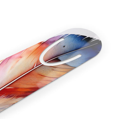 Elegant Watercolor Feather Aluminum Bookmark for Book Lovers