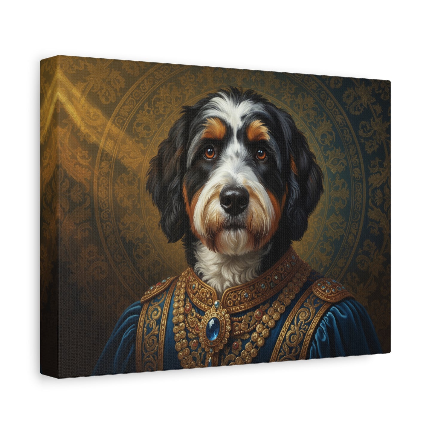 Bernedoodle Renaissance Dog Portrait Canvas Art, Pet Portrait Wall Decor, Animal Lover Gift, Home Decoration, Unique Dog Artwork
