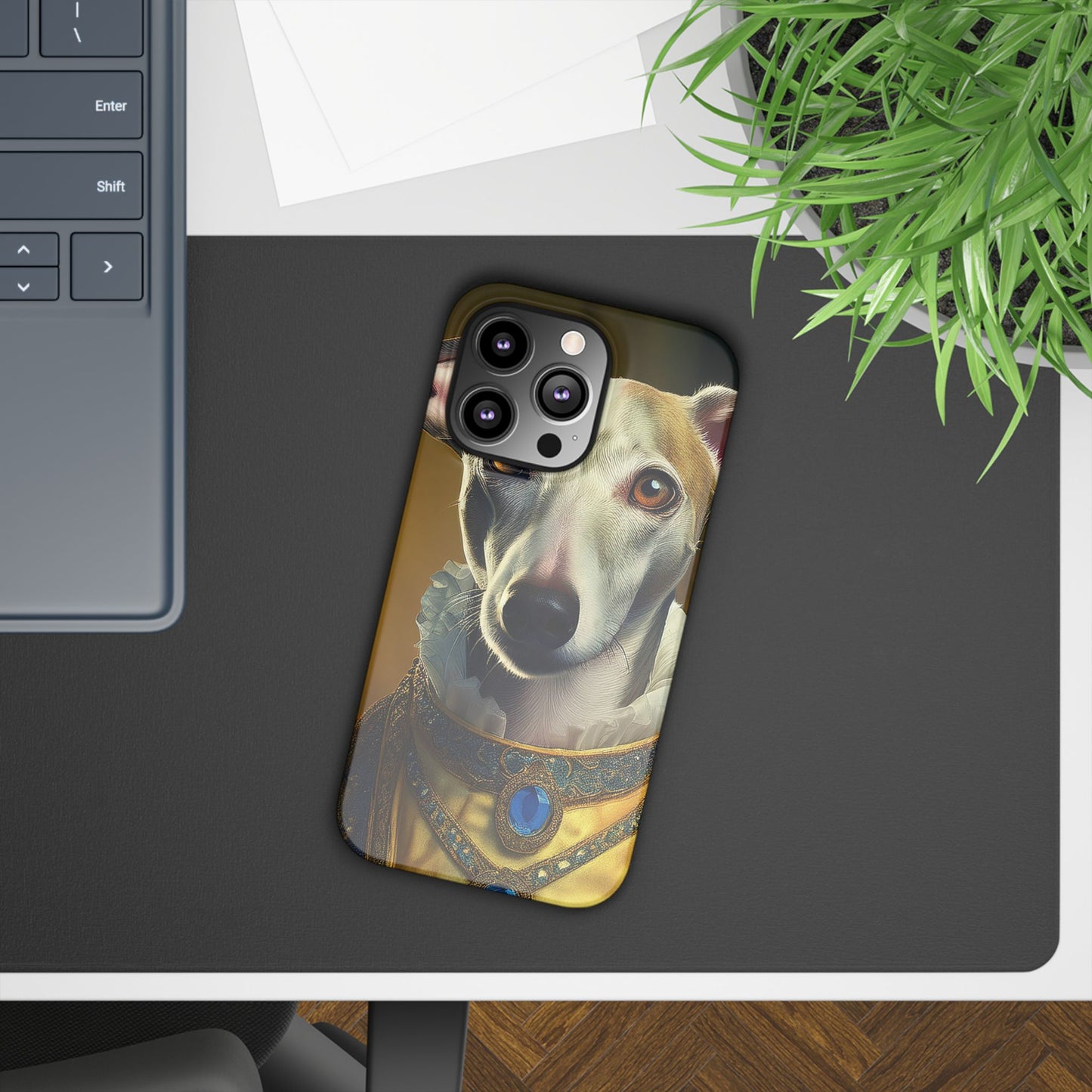 Whippet Renaissance Dog Portrait Slim Phone Case