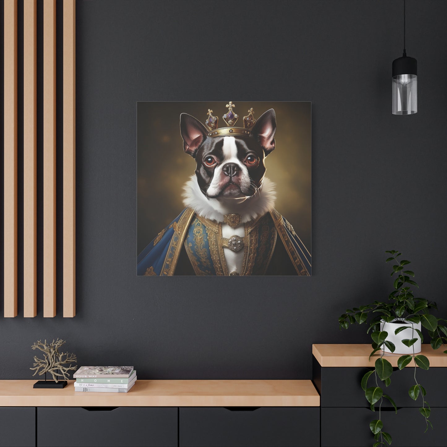 Boston Terrier Renaissance Pet Portrait on Canvas, wall print, wall art, dog portrait, dog art