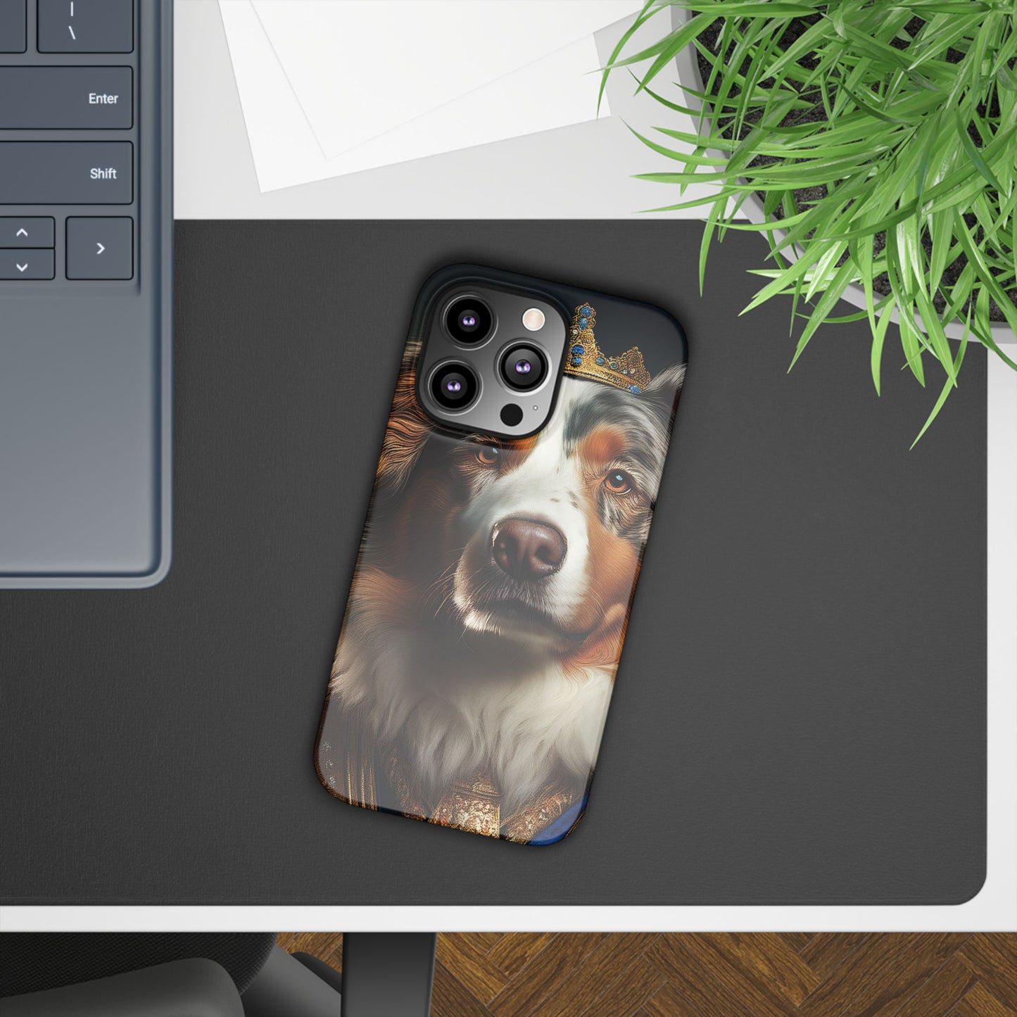 Australian Shepherd Renaissance Dog Portrait Slim Phone Case