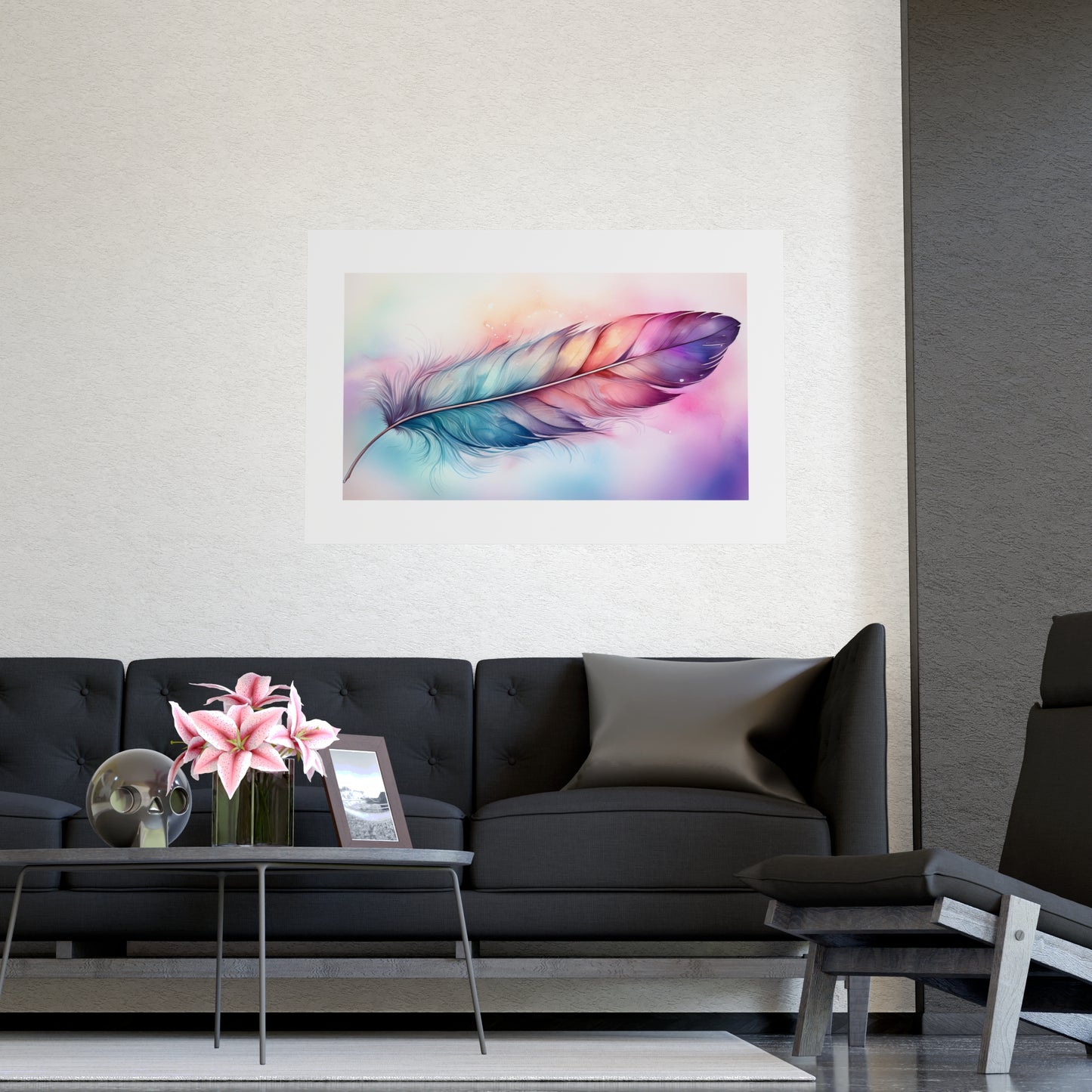 Rainbow Feather Watercolor Print - 4 | Wall Art | Wall Print