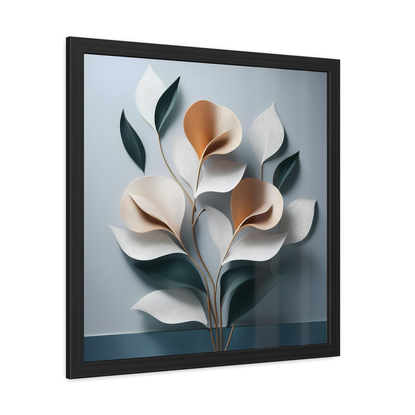 Minimalist Floral Square Framed Print - Blue