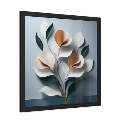 Minimalist Floral Square Framed Print - Blue
