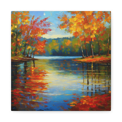Fall Changing Leaves on a Lake Canvas Print | Style 2 | Wall Art | Wall Print | Fall Decor