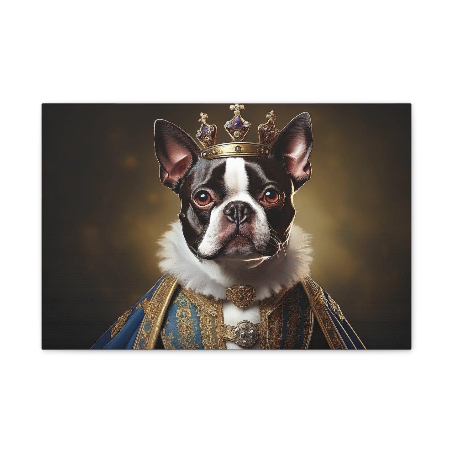 Boston Terrier Renaissance Pet Portrait on Canvas, wall print, wall art, dog portrait, dog art