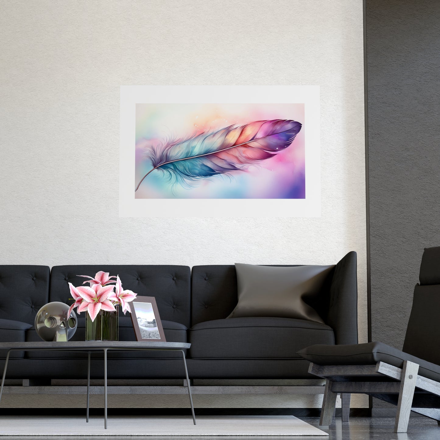 Rainbow Feather Watercolor Print - 4 | Wall Art | Wall Print