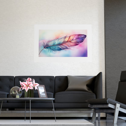 Rainbow Feather Watercolor Print - 4 | Wall Art | Wall Print