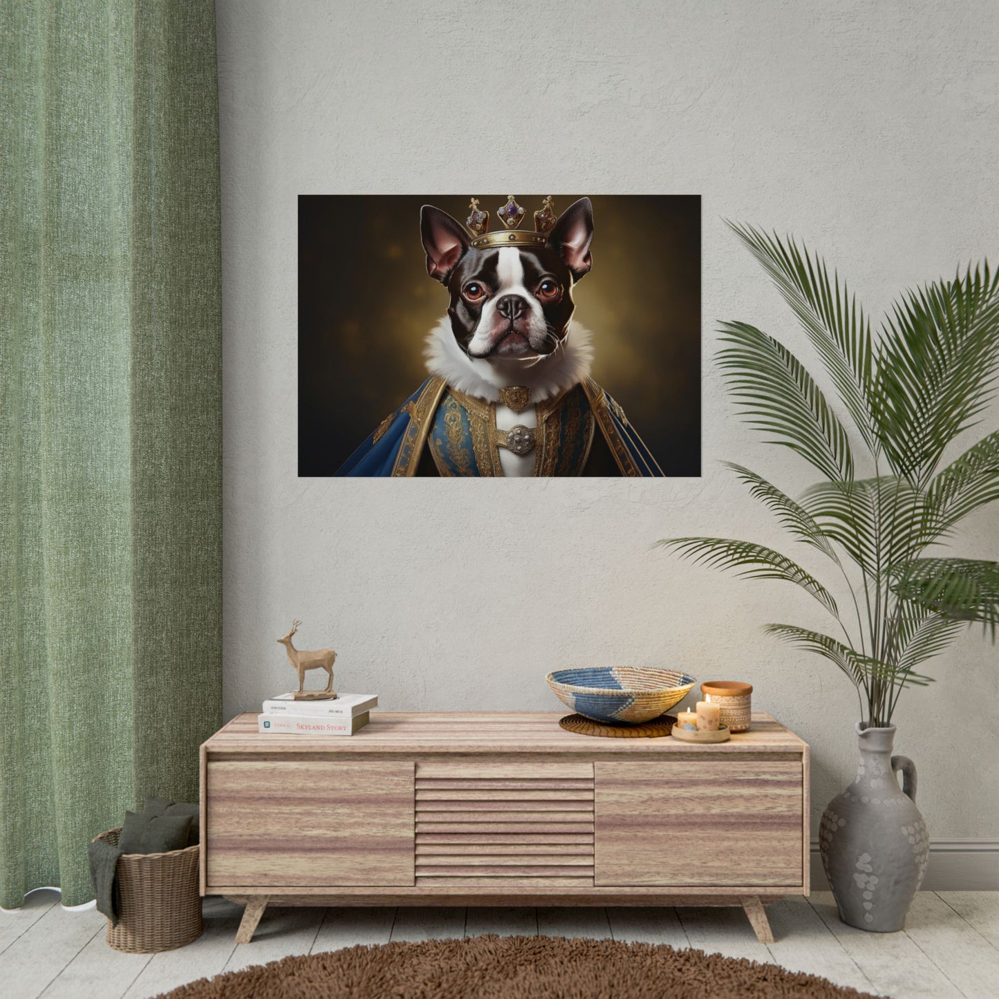 Boston Terrier Renaissance Dog Portrait Art Print, Wall Decor Gift, Animal Lover Home Decor, Dog Wall Art