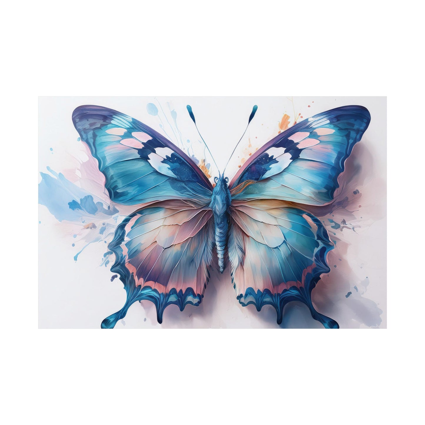 Teal, Blue & Pink Butterfly Alcohol Ink Wall Art |  Butterfly wall art | Wall Art | Wall Print