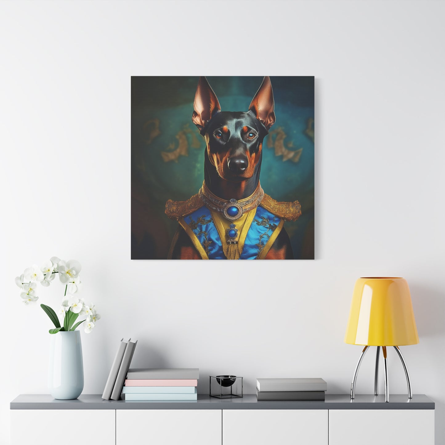 Doberman Pinscher Renaissance Pet Portrait on Canvas | wall art | wall print | Dog Art