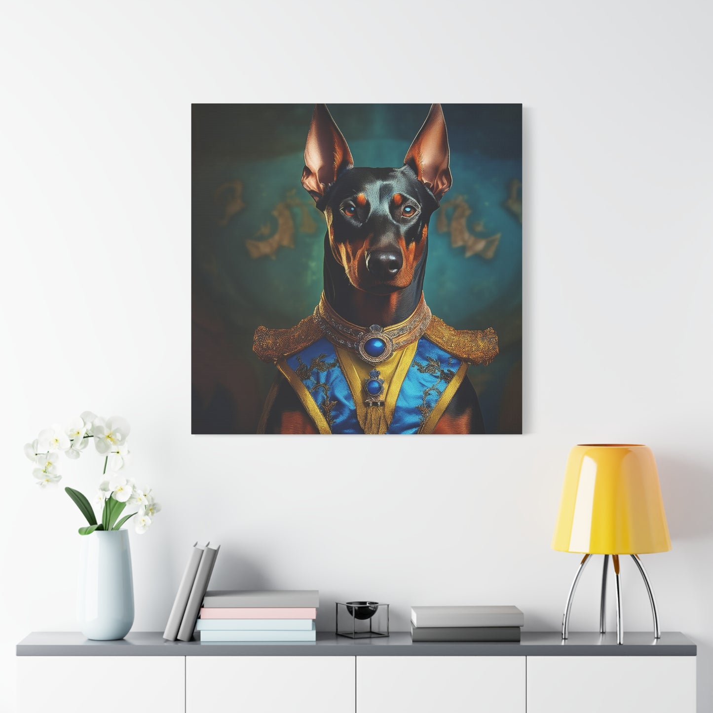 Doberman Pinscher Renaissance Pet Portrait on Canvas | wall art | wall print | Dog Art