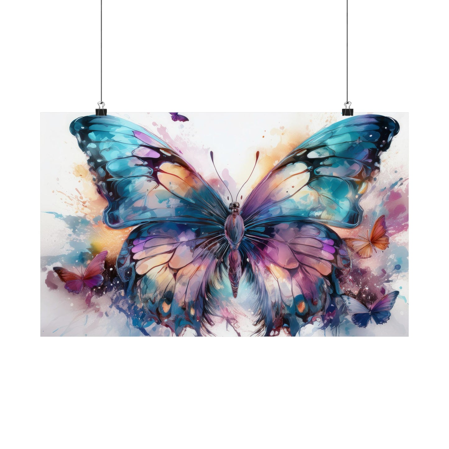 Teal, Orange & Purple Butterfly Alcohol Ink Wall Art | Butterfly wall art | Wall Art | Wall Print