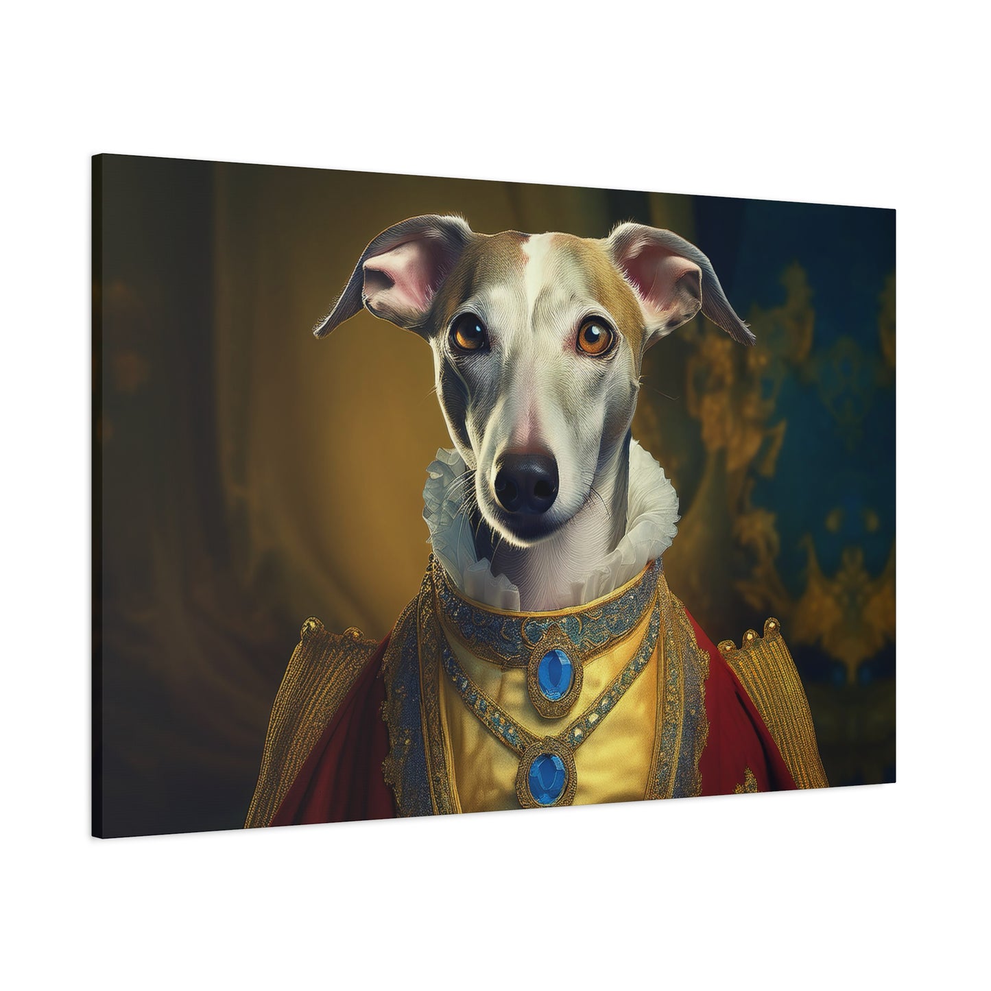 Whippet Renaissance Pet Portrait  Print - Canvas, wall art, wall print, dog portrait, dog art