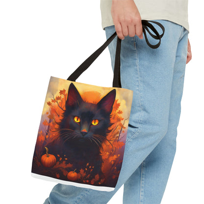 Spooky Black Cat Halloween Tote Bag, Halloween Home Decor Candy Bag, Ultimate Trick or Treat Bag