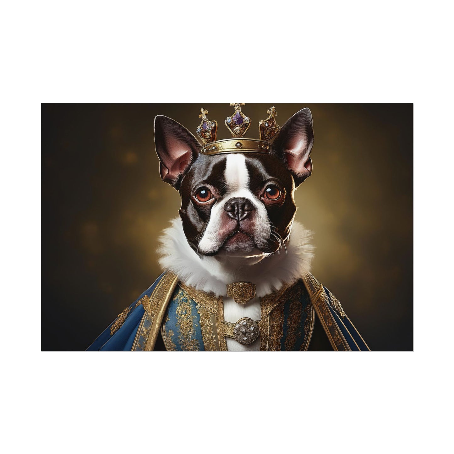 Boston Terrier Renaissance Dog Portrait Art Print, Wall Decor Gift, Animal Lover Home Decor, Dog Wall Art