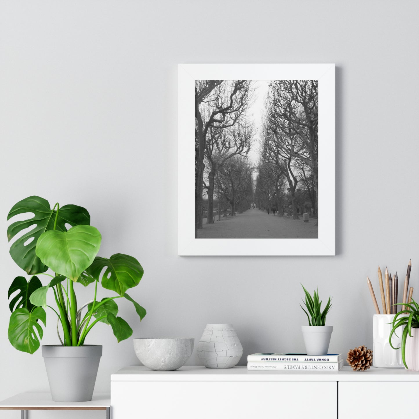 Paris Pathway Black and White Wall Art | Framed Canvas Print | Wall Print