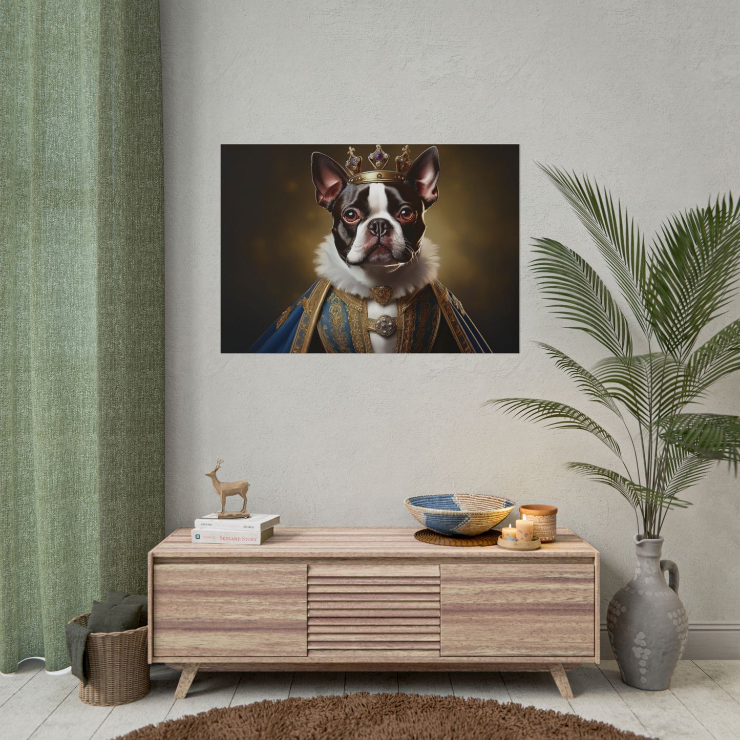 Boston Terrier Renaissance Dog Portrait Art Print, Wall Decor Gift, Animal Lover Home Decor, Dog Wall Art