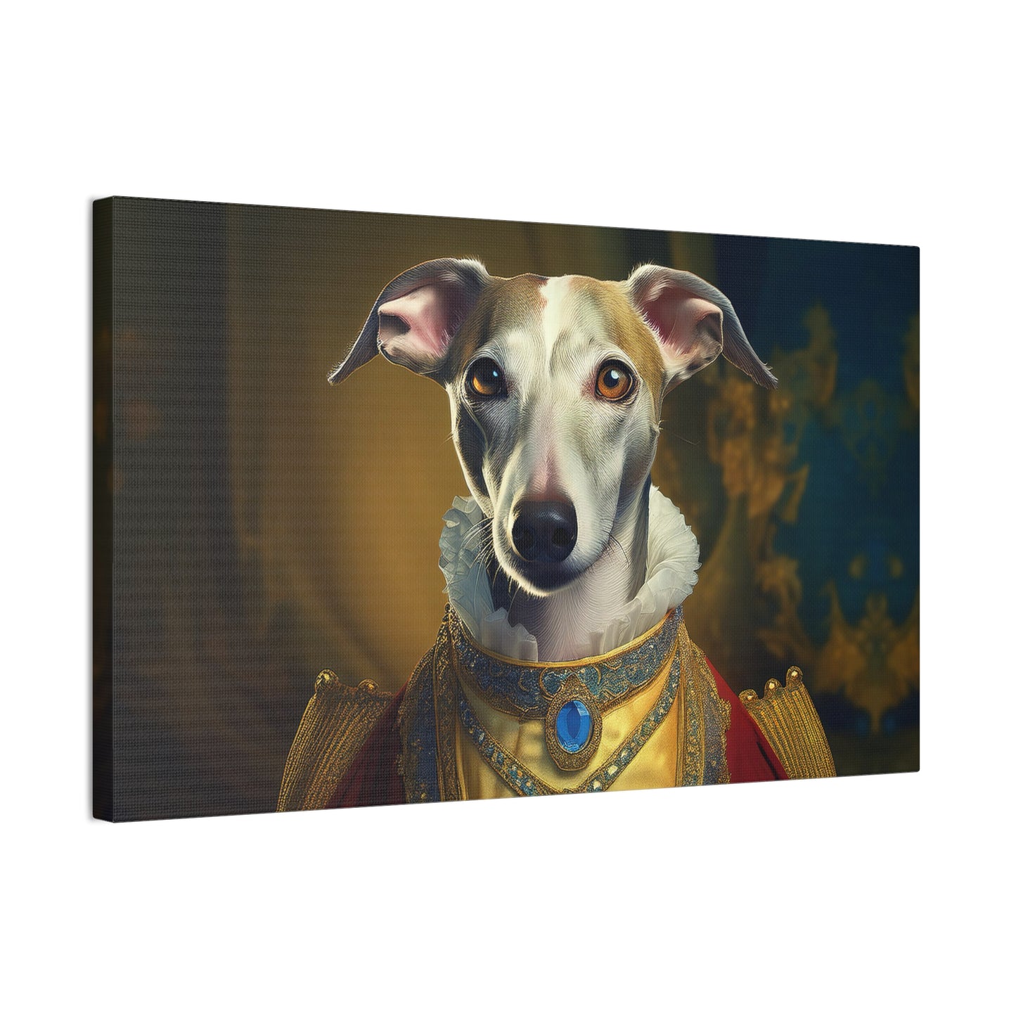 Whippet Pet Portrait Renaissance Print - Canvas, wall art, wall print, dog portrait, dog art