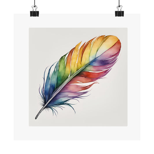 Rainbow Single Feather Watercolor Print | Wall Print | Wall Art