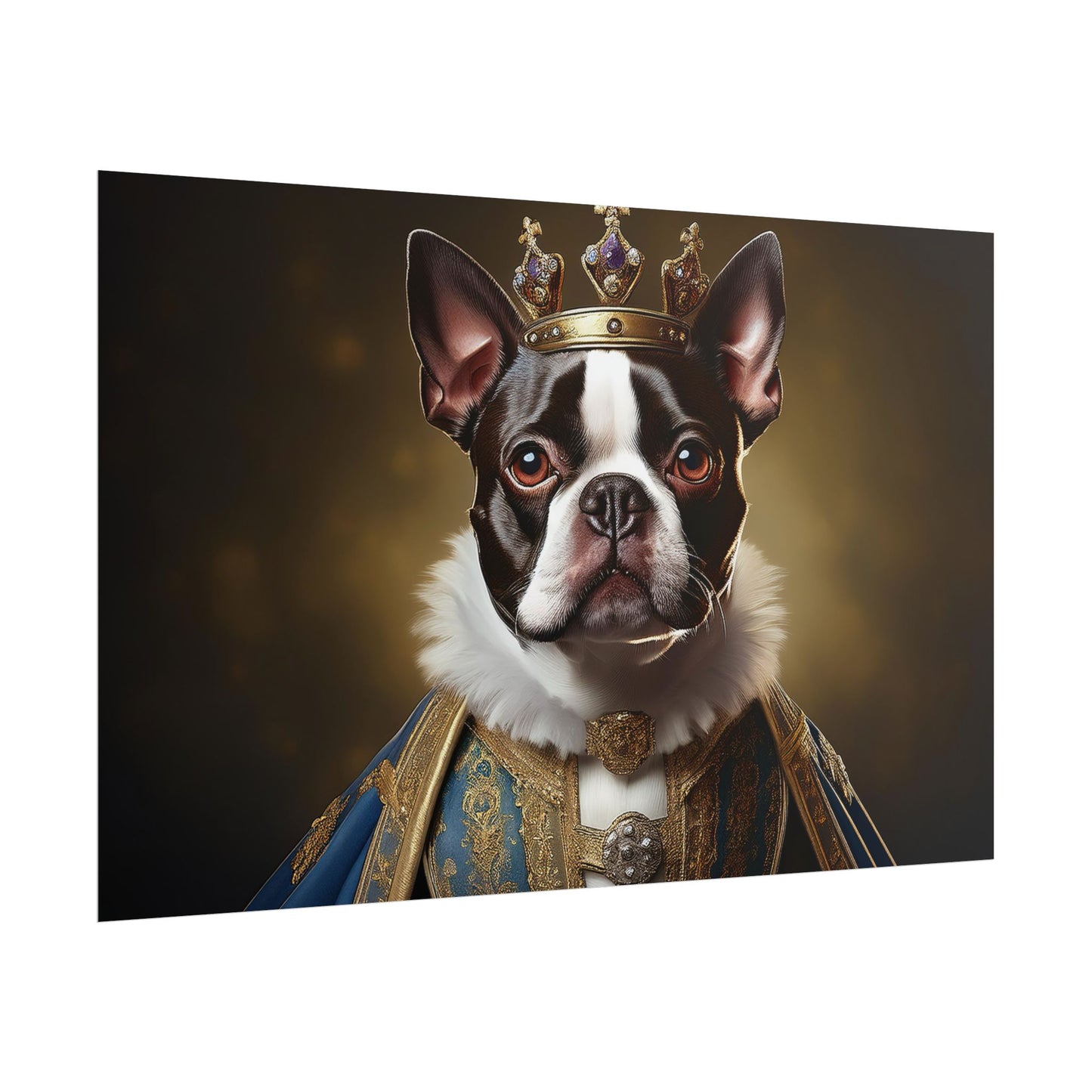 Boston Terrier Renaissance Dog Portrait Art Print, Wall Decor Gift, Animal Lover Home Decor, Dog Wall Art