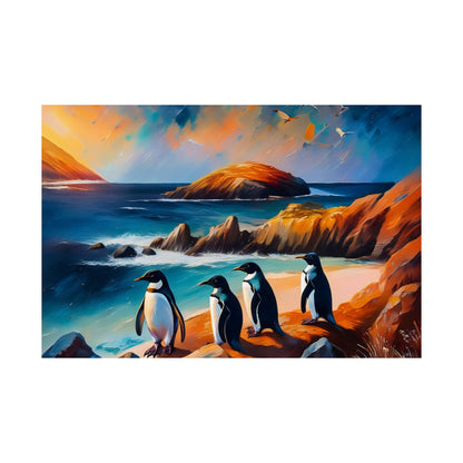 Phillip Island Little Penguins Australia Wall Art | Vibrant Wall Print | Unique Painting Print | Style 2 | Wall Art | Wall Print