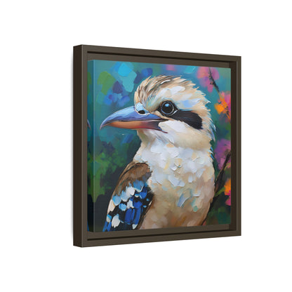 Kookaburra Australian Bird Oil Painting Framed Canvas Wall Art Print - Square Frame, Gallery Wrap, Bird Art, Home Decor, Gift for Bird