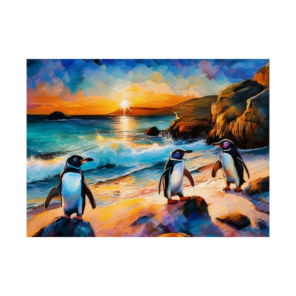 Philip Island Little Penguins Australia Wall Art | Vibrant Wall Print | Unique Painting Print | Style 1 | Wall Art | Wall Print