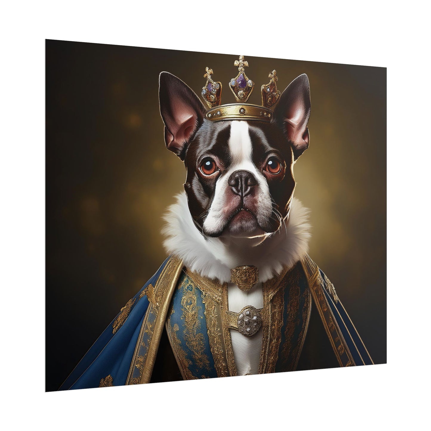 Boston Terrier Renaissance Dog Portrait Art Print, Wall Decor Gift, Animal Lover Home Decor, Dog Wall Art