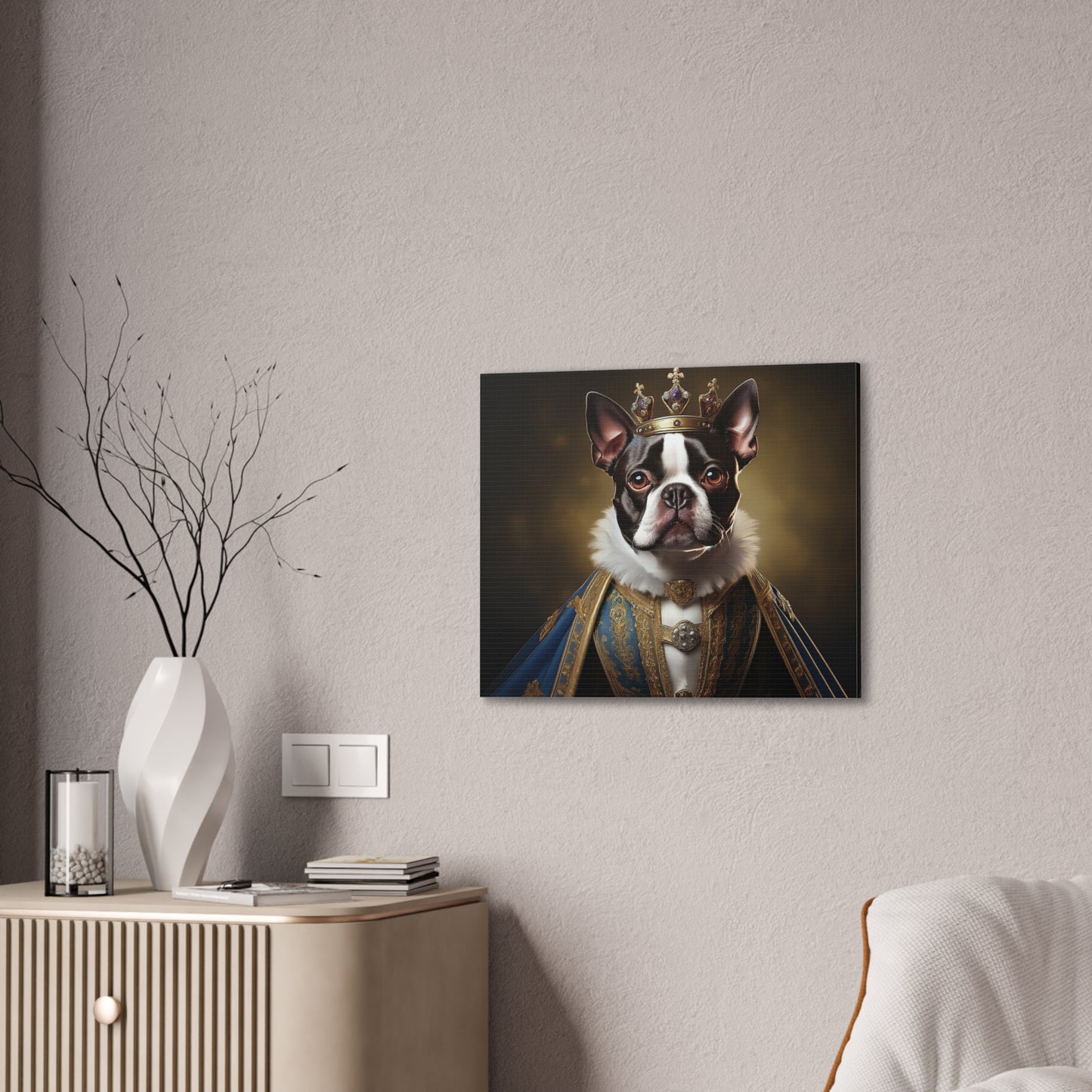 Boston Terrier Renaissance Pet Portrait on Canvas, wall print, wall art, dog portrait, dog art