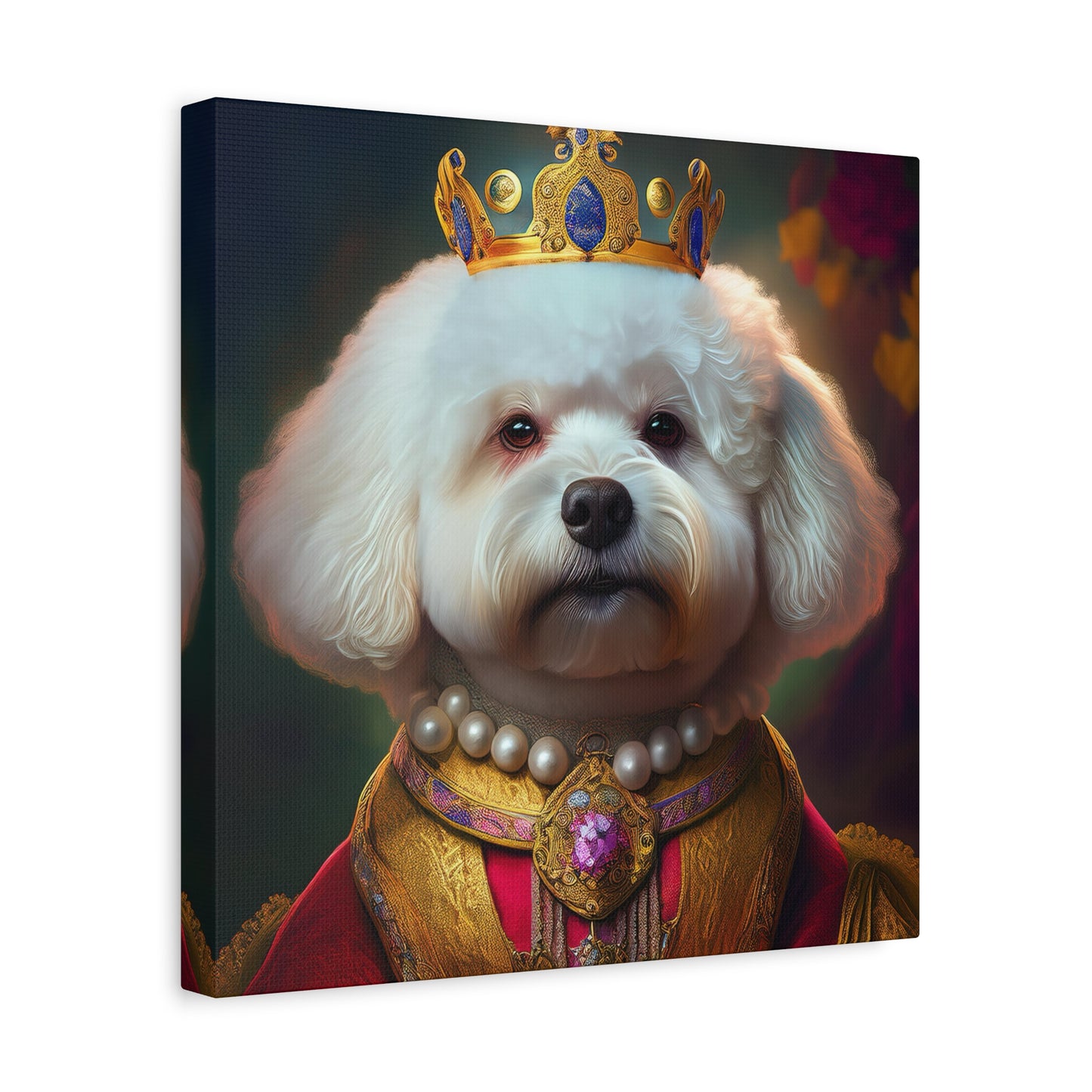 Bichon Frise Renaissance Pet Portrait on Canvas | Wall art | wall print | Dog Art