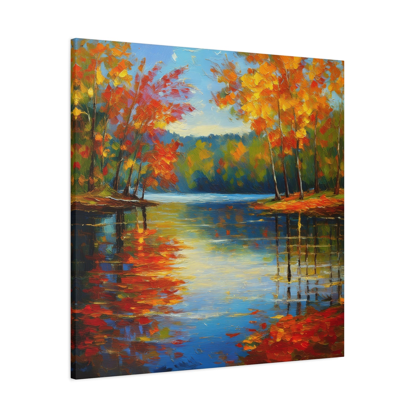 Fall Changing Leaves on a Lake Canvas Print | Style 2 | Wall Art | Wall Print | Fall Decor