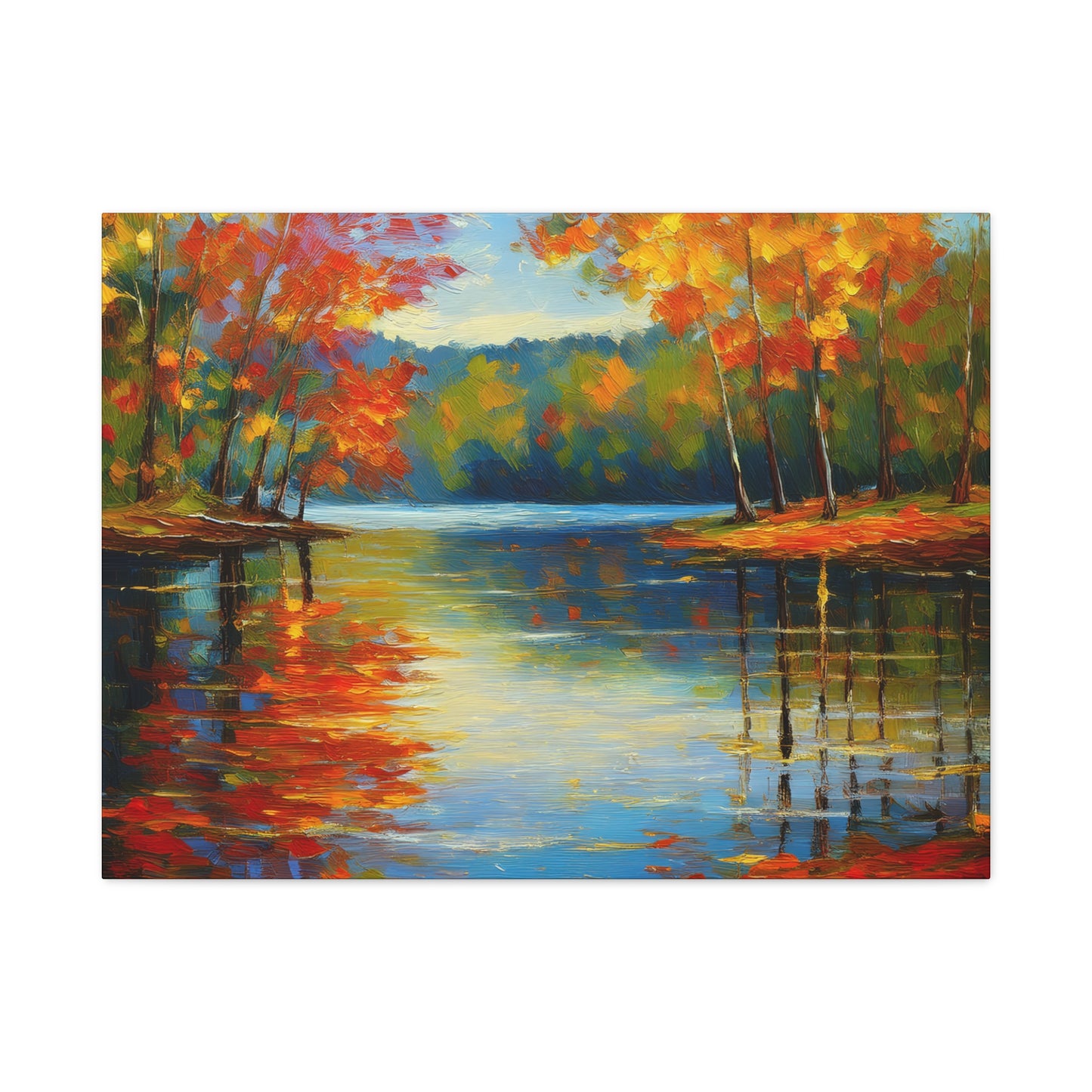 Fall Changing Leaves on a Lake Canvas Print | Style 2 | Wall Art | Wall Print | Fall Decor