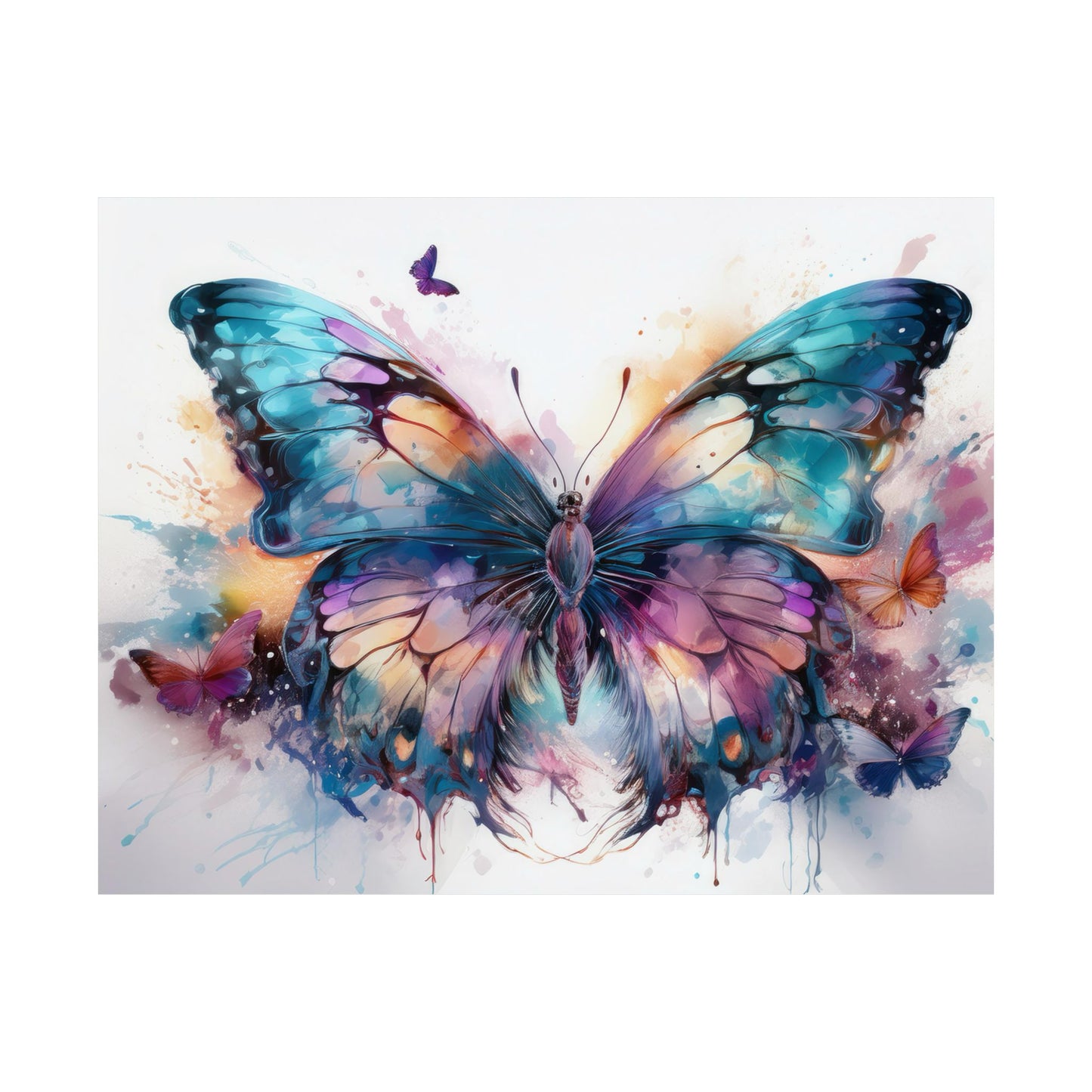 Teal, Orange & Purple Butterfly Alcohol Ink Wall Art | Butterfly wall art | Wall Art | Wall Print