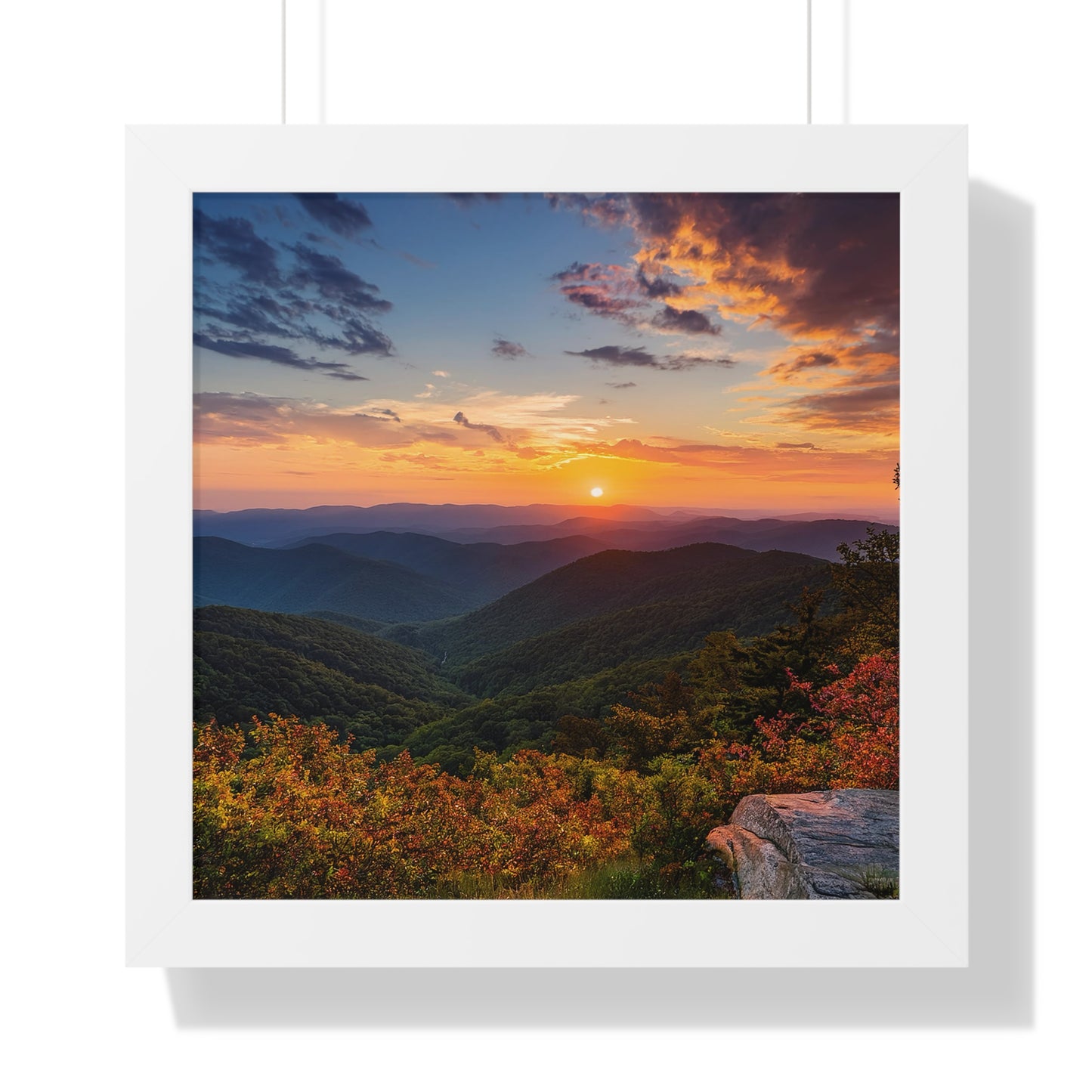 Sunset over Blue Ridge Mountains Fall Landscape Framed Print