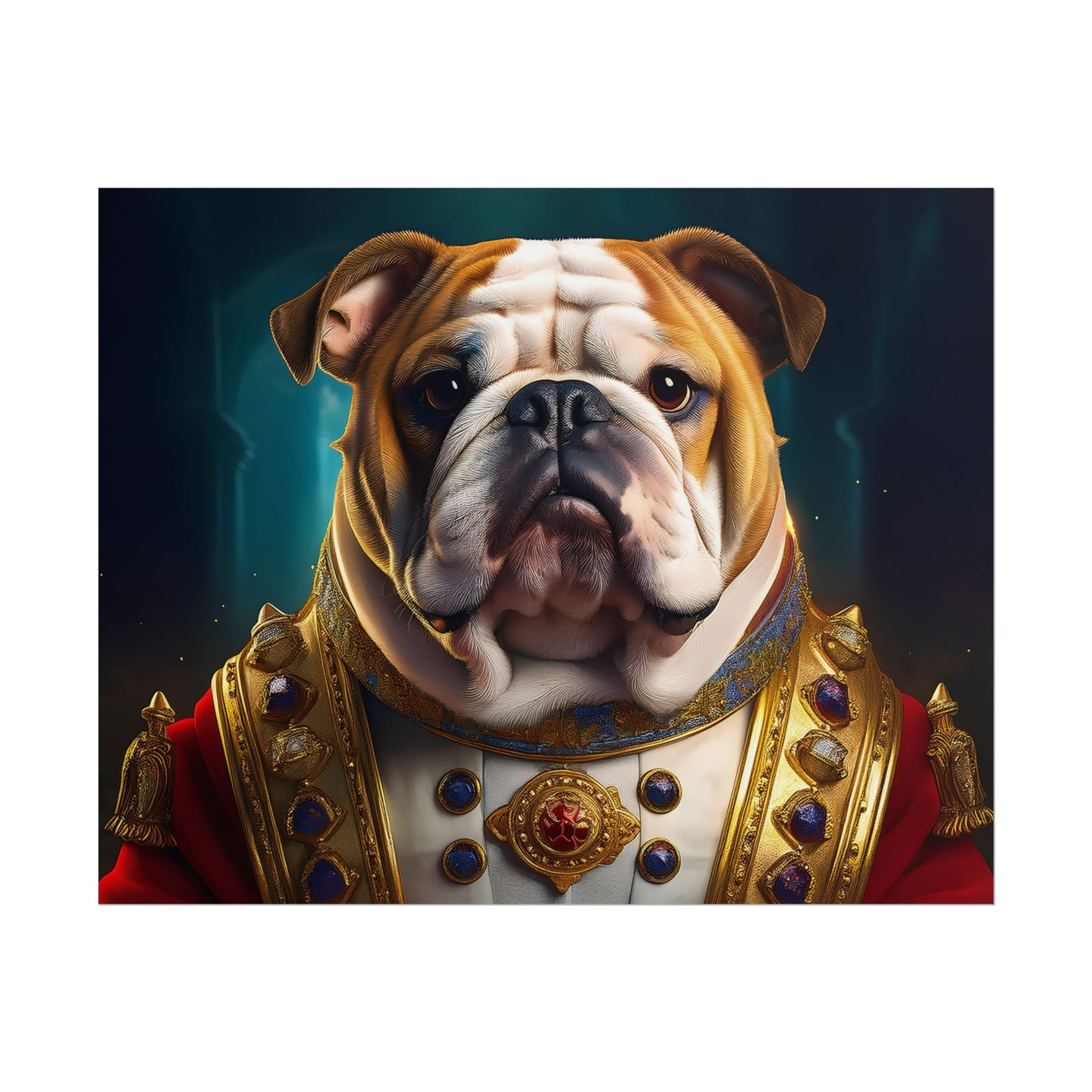 English Bulldog Renaissance  Dog Pet Portrait Print | Wall Art | Wall Print