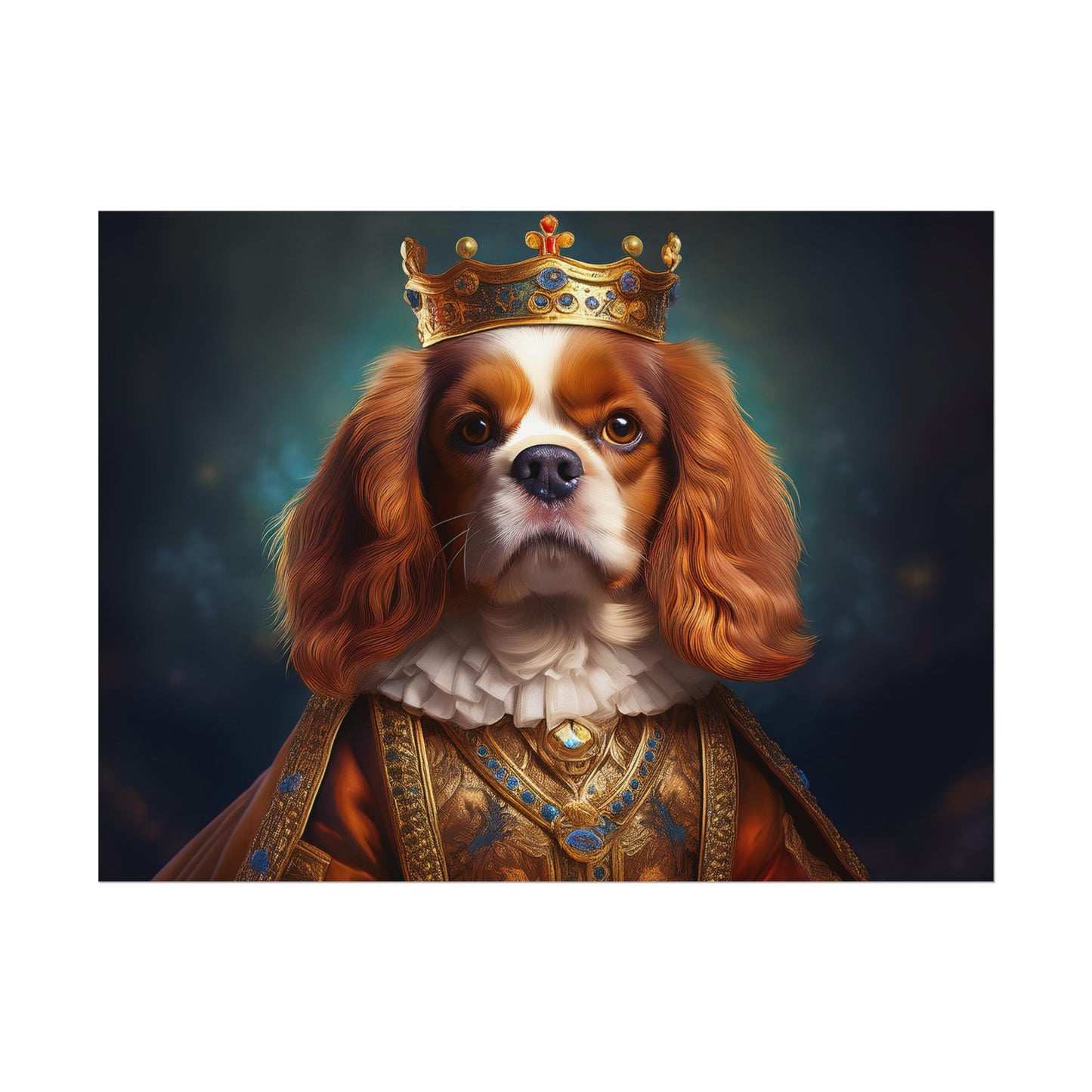 Cavalier King Charles Spaniel Art Pet Portrait Print, Renaissance, Wall Print, Wall Art