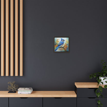 Blue Jay Bird Oil Painting Framed Canvas for Bird Lovers Home Decor, Indoor Wall Art, Wall Print, Bird Art, Living Room Wall Art