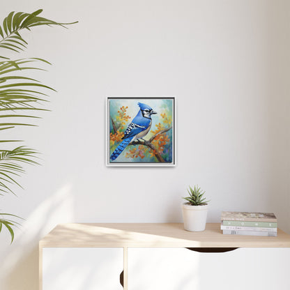 Blue Jay Bird Oil Painting Framed Canvas for Bird Lovers Home Decor, Indoor Wall Art, Wall Print, Bird Art, Living Room Wall Art