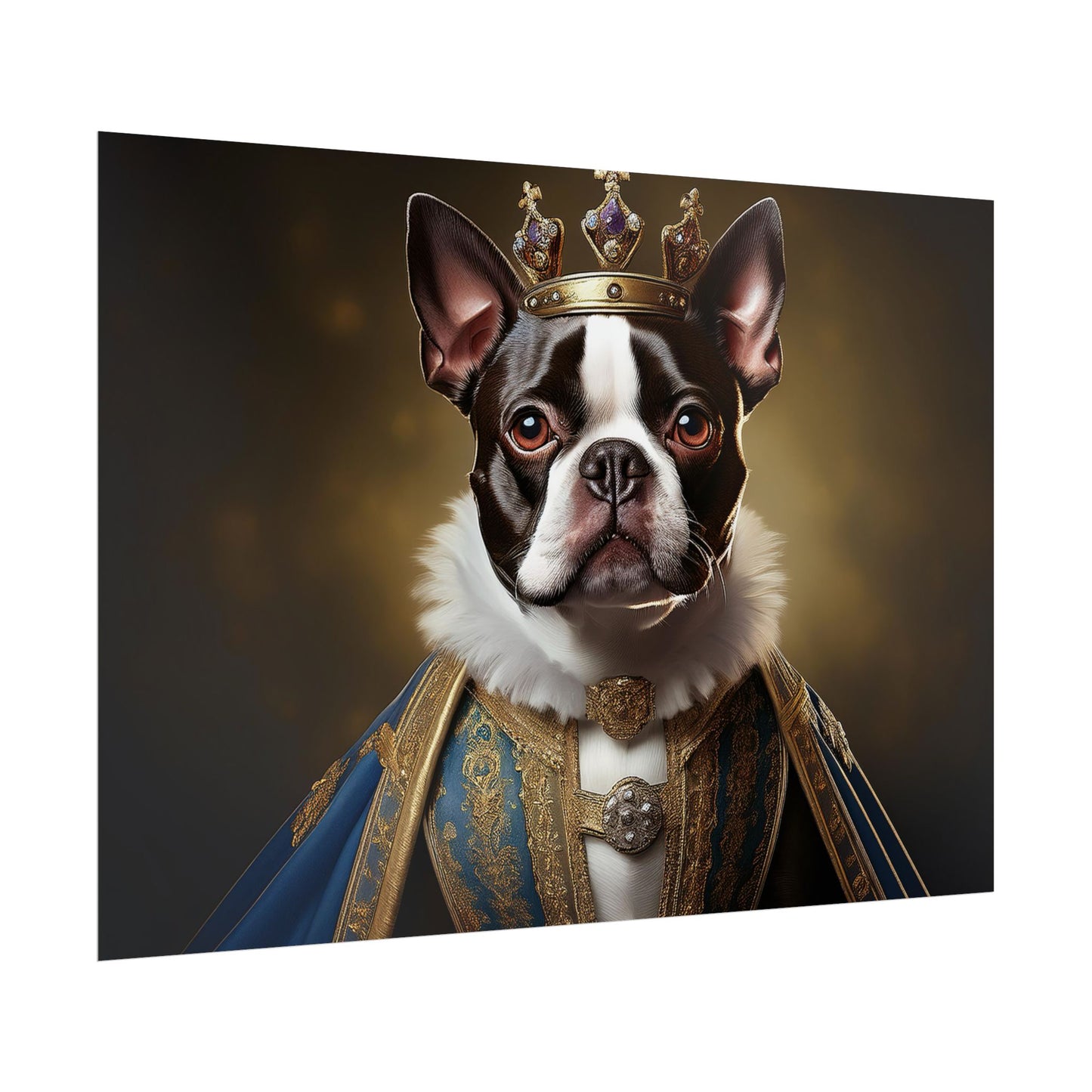 Boston Terrier Renaissance Dog Portrait Art Print, Wall Decor Gift, Animal Lover Home Decor, Dog Wall Art