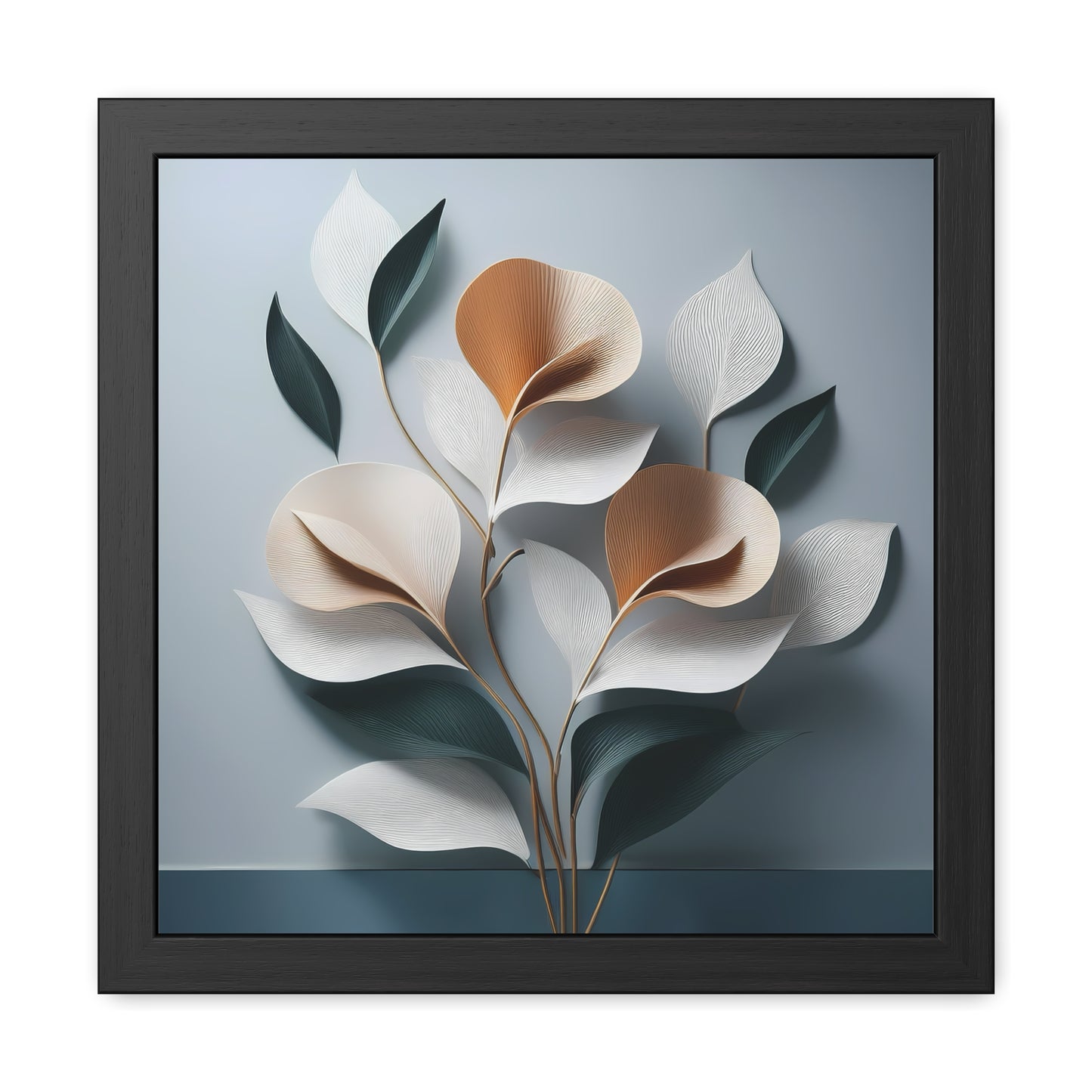 Minimalist Floral Square Framed Print - Blue