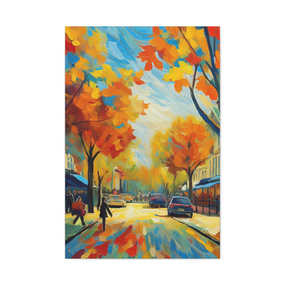 Fall Leaves In the City Painting Canvas Wall Art | Wall Art | Wall Print