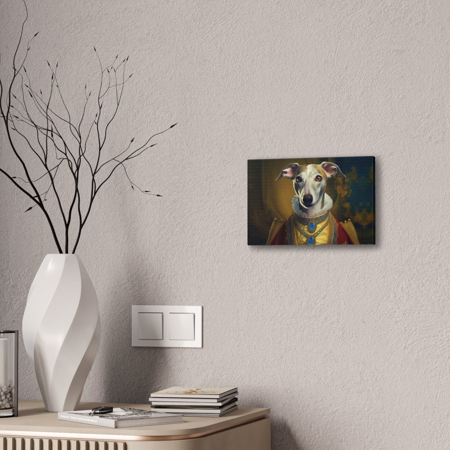 Whippet Pet Portrait Renaissance Print - Canvas, wall art, wall print, dog portrait, dog art
