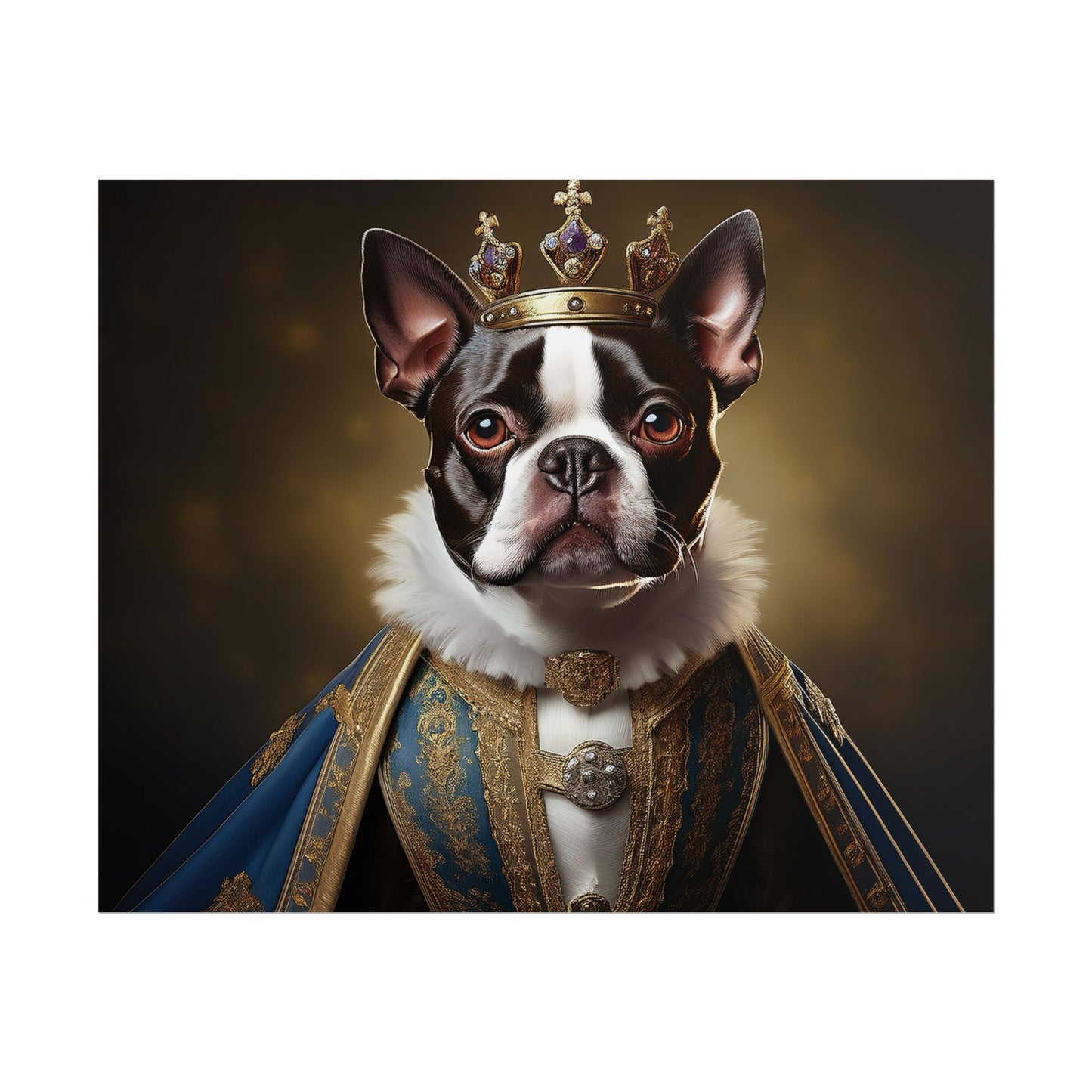 Boston Terrier Renaissance Dog Portrait Art Print, Wall Decor Gift, Animal Lover Home Decor, Dog Wall Art