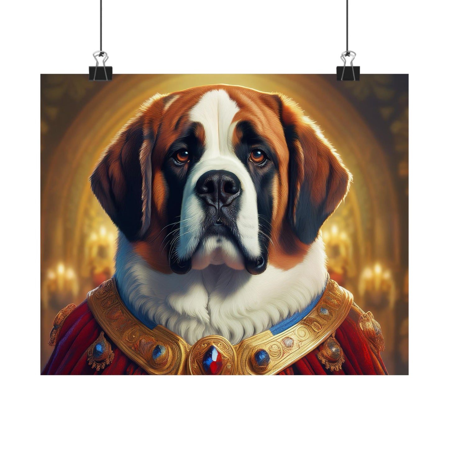 St Bernard Renaissance Pet Portrait Print | Unique Dog Art | Wall Art | Wall Print