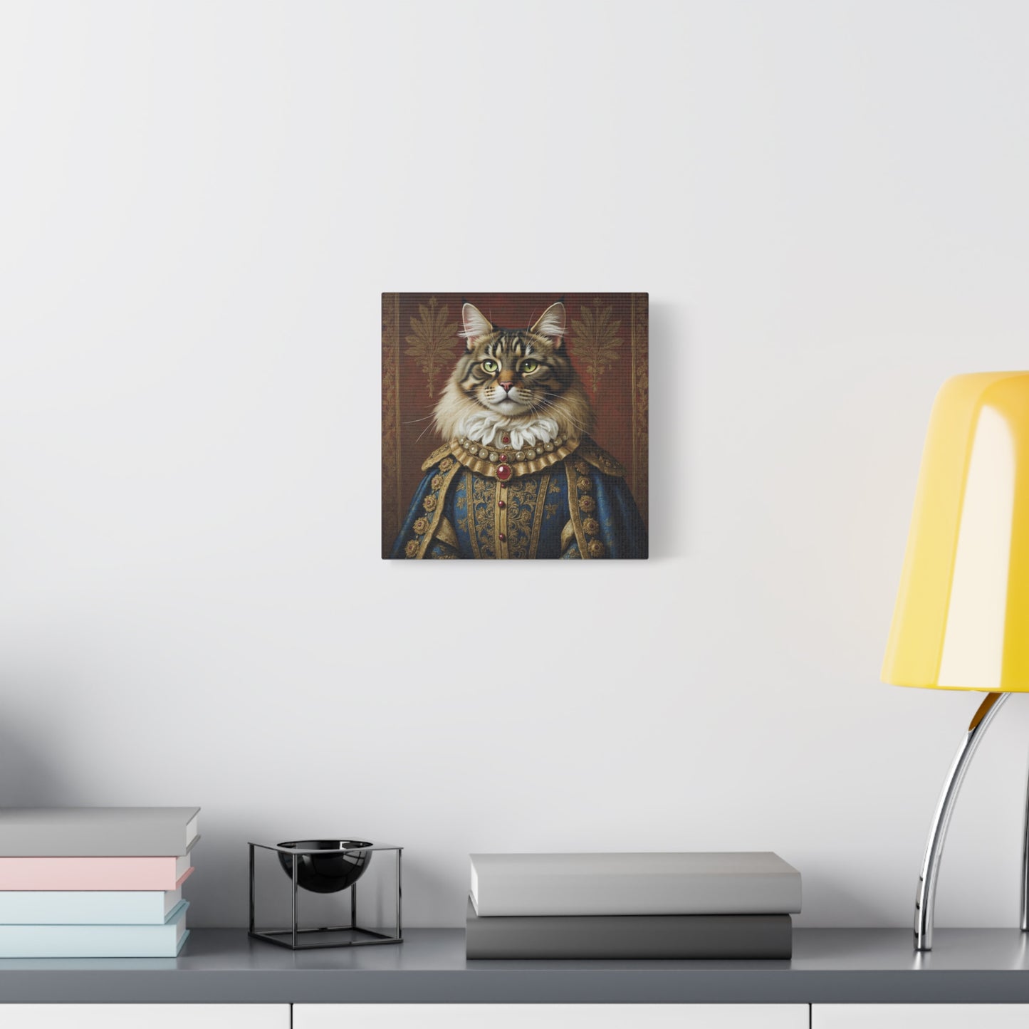Maine Coon Renaissance Cat Portrait on Canvas Wall Art, Cat Lover Gift, Home Decor, Pet Art, Unique Artwork for Cat Owners, Feline Wall Decoration