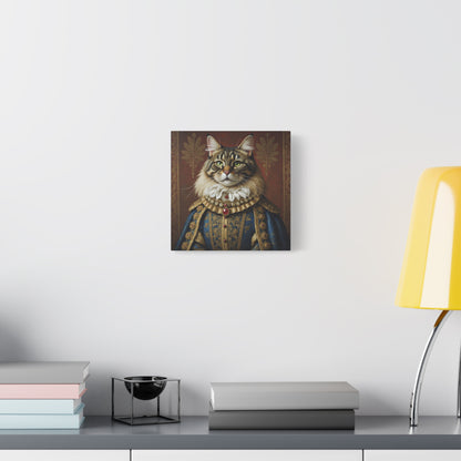 Maine Coon Renaissance Cat Portrait on Canvas Wall Art, Cat Lover Gift, Home Decor, Pet Art, Unique Artwork for Cat Owners, Feline Wall Decoration