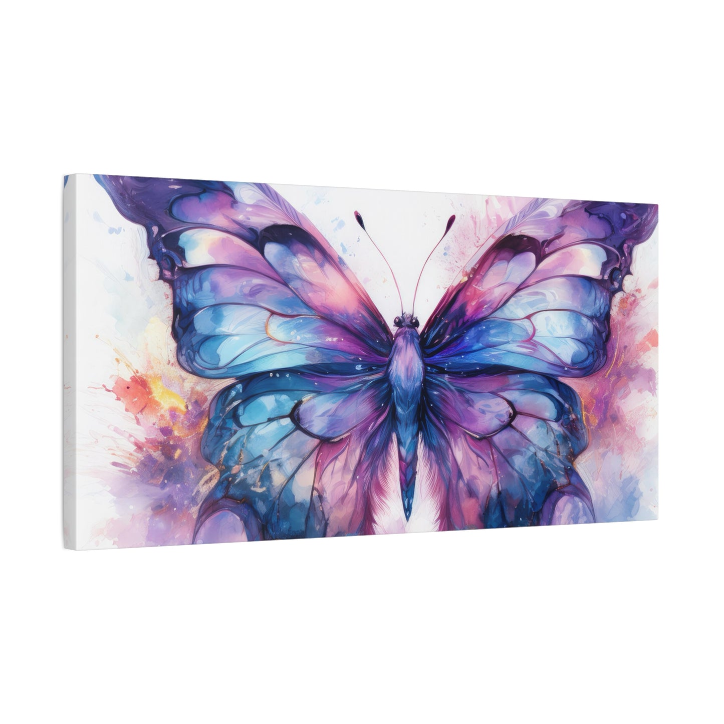 Blue & Purple Butterfly Alcohol Ink Canvas Art | Butterfly Decor | Wall Art | Wall Print