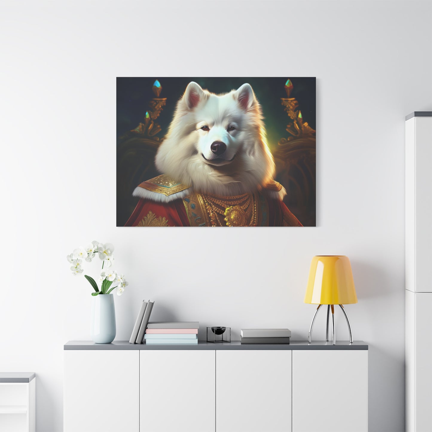 Samoyed Renaissance Pet Portrait on Canvas, wall art, wall print, dog portrait, dog art
