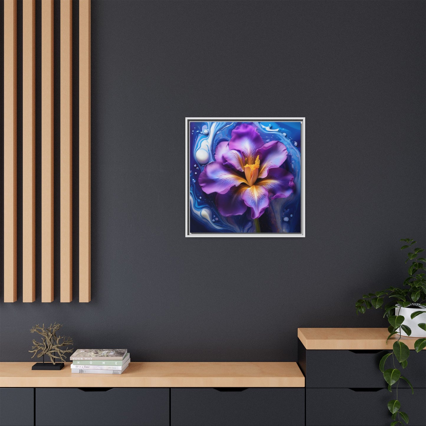 Abstract Iris - Style 2 -  Floral Framed Canvas,  Wall Print, wall art, botanical art